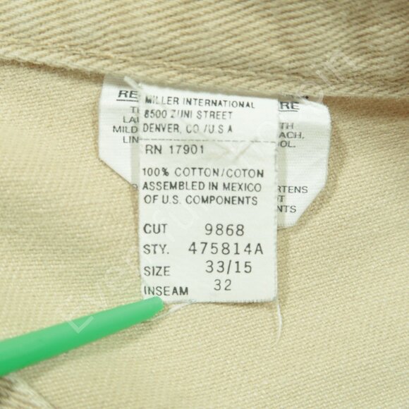 Vintage Rocky Mountain Bareback Jeans Womens 33 Beige Denim Straight Leg 90s - Picture 5 of 6